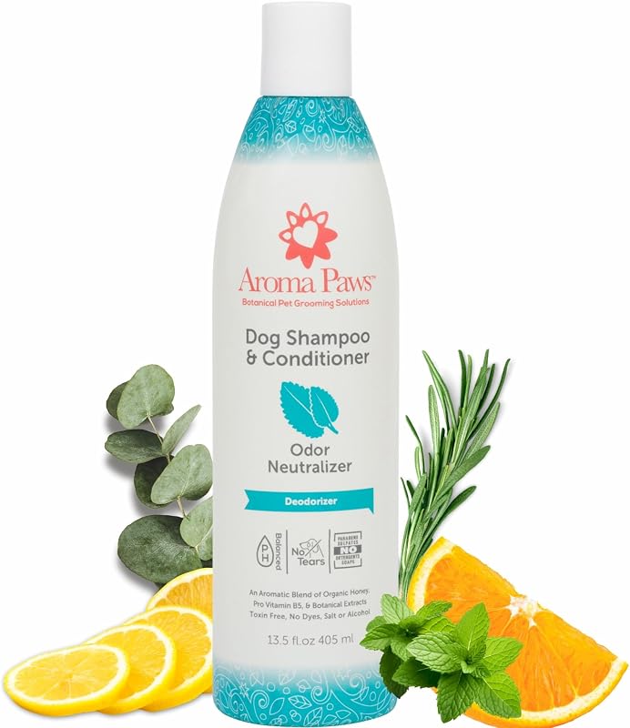 Shampoo e Condicionador 2 em 1 para Cães Aroma Paws com Fórmula Desodorizante, Aloe Vera e Óleos Botânicos, 399 mL