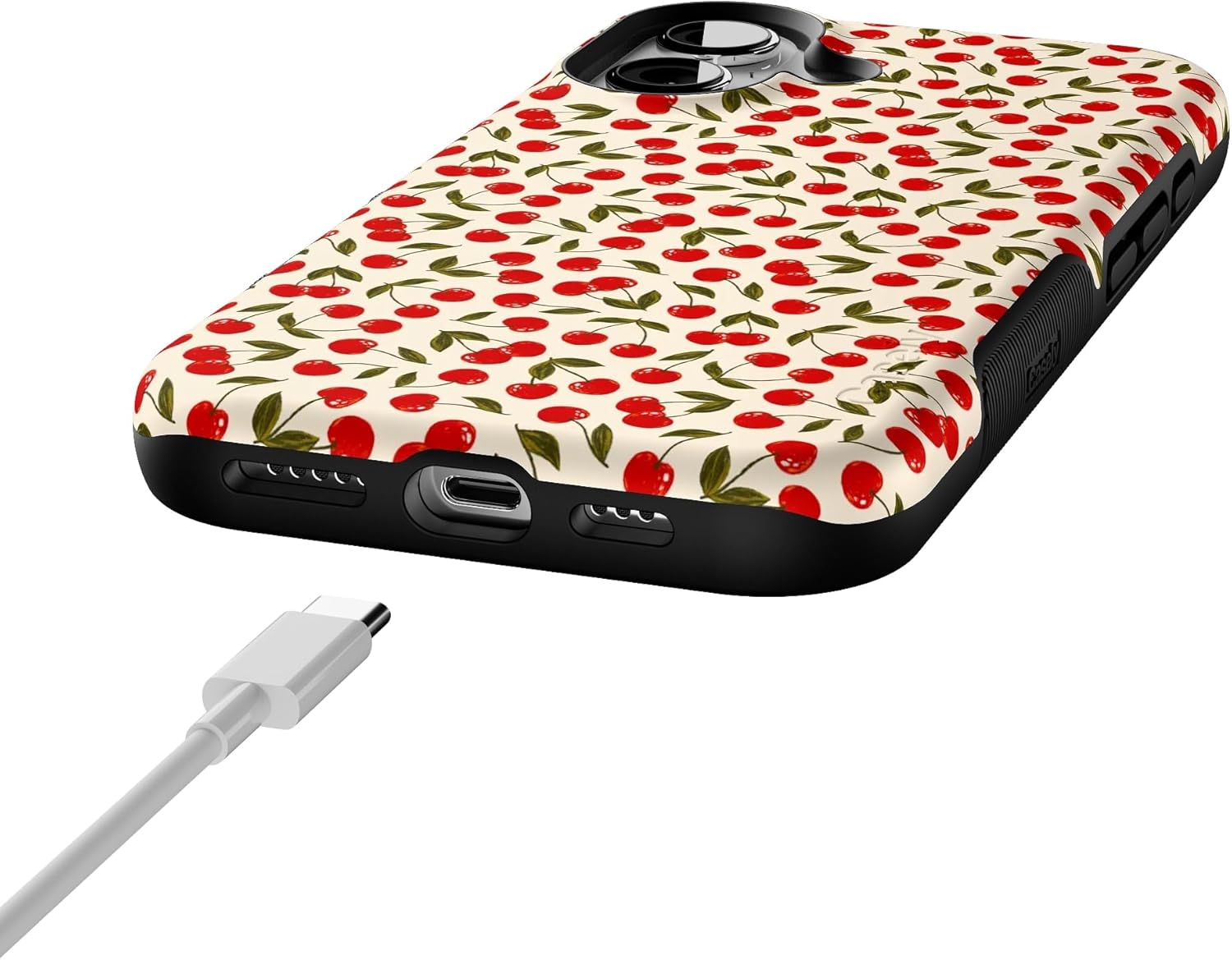 Casely iPhone 16 Case | Cherry on Top | Red Cherries | Bold Protective Design | Compatible with MagSafe