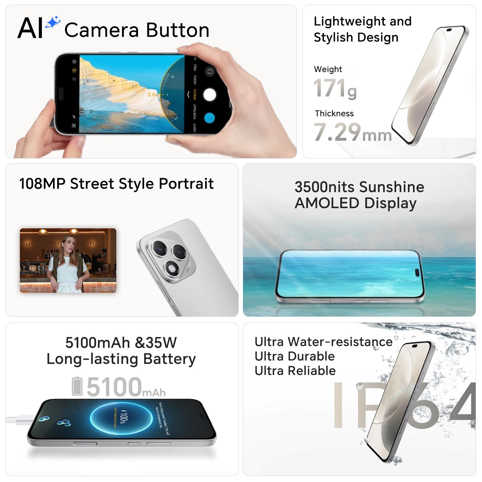 HONOR 400 Lite 5G Smartphone, 8GB 256GB, 5100mAh, MTK 7025-Ultra, Fotocamera AI da 108MP, 6,7" AMOLED Display 120Hz, IP64, Dual SIM, Android 15, Senza caricatore, Verde