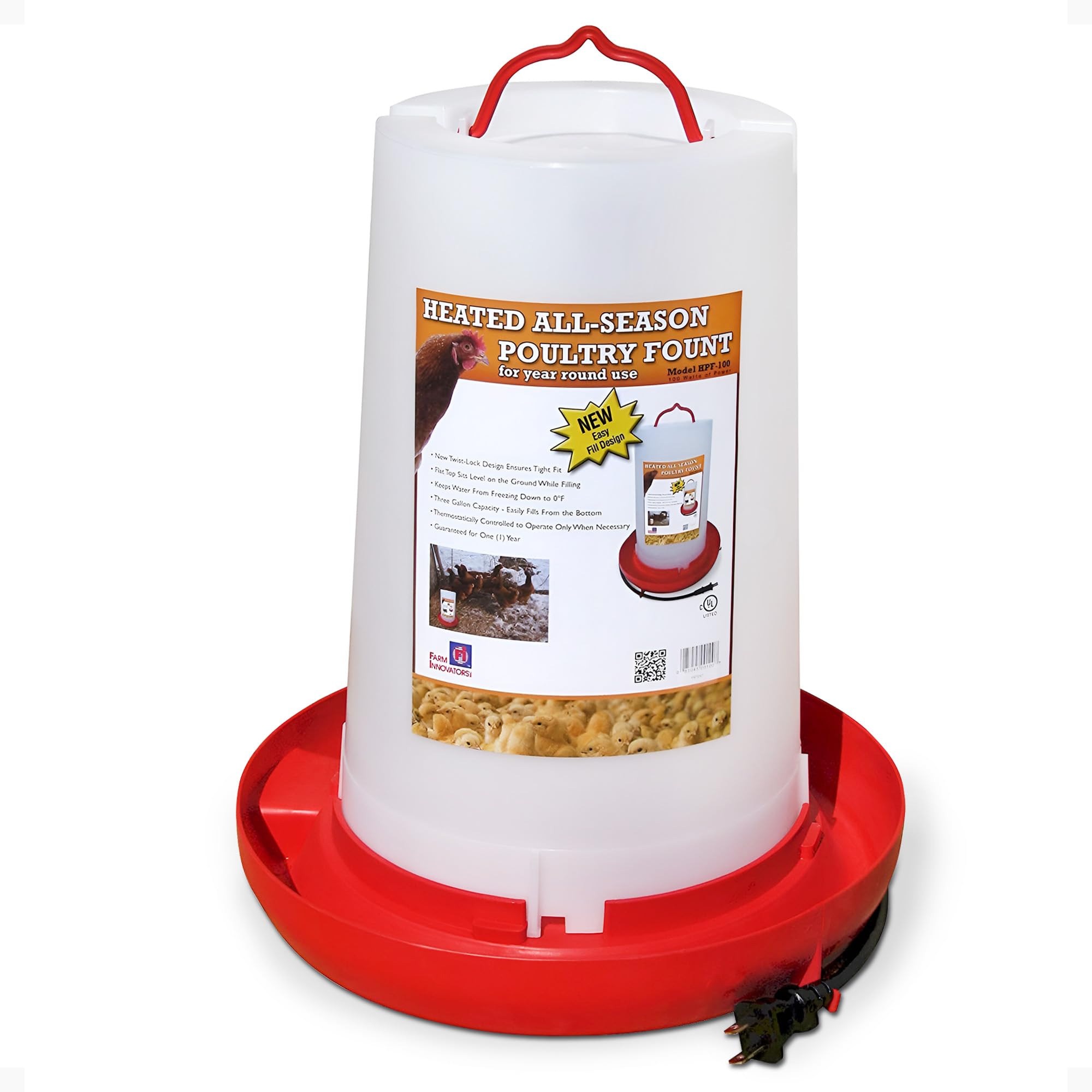 Farm Innovators Heated Chicken Waterer, Hanging