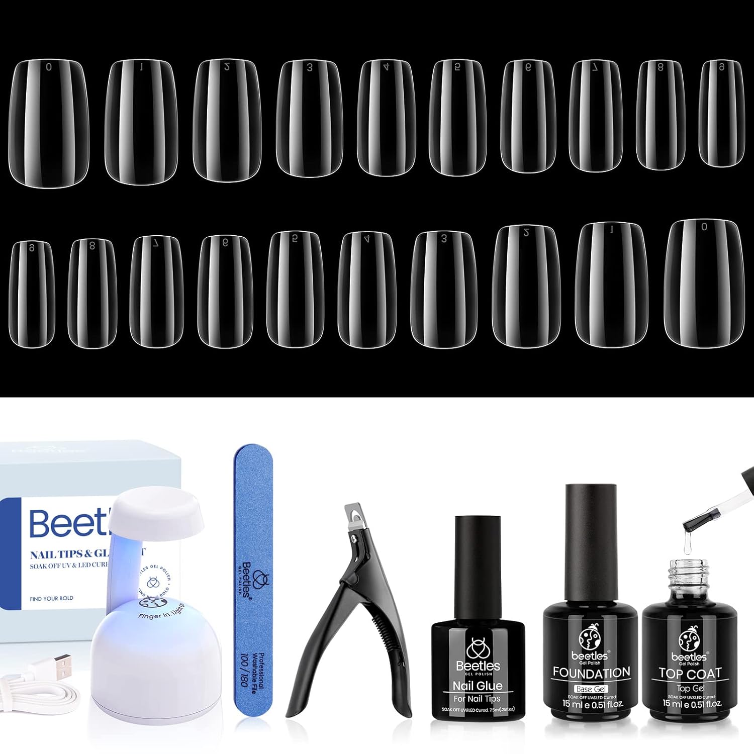 Beetles Easy Gel Tips Nail Extension Kit with Nail Glue