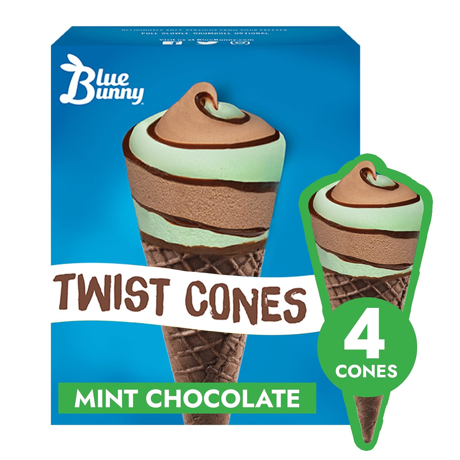Blue Bunny Mint Chocolate Twist Cones, 4pk Grocery