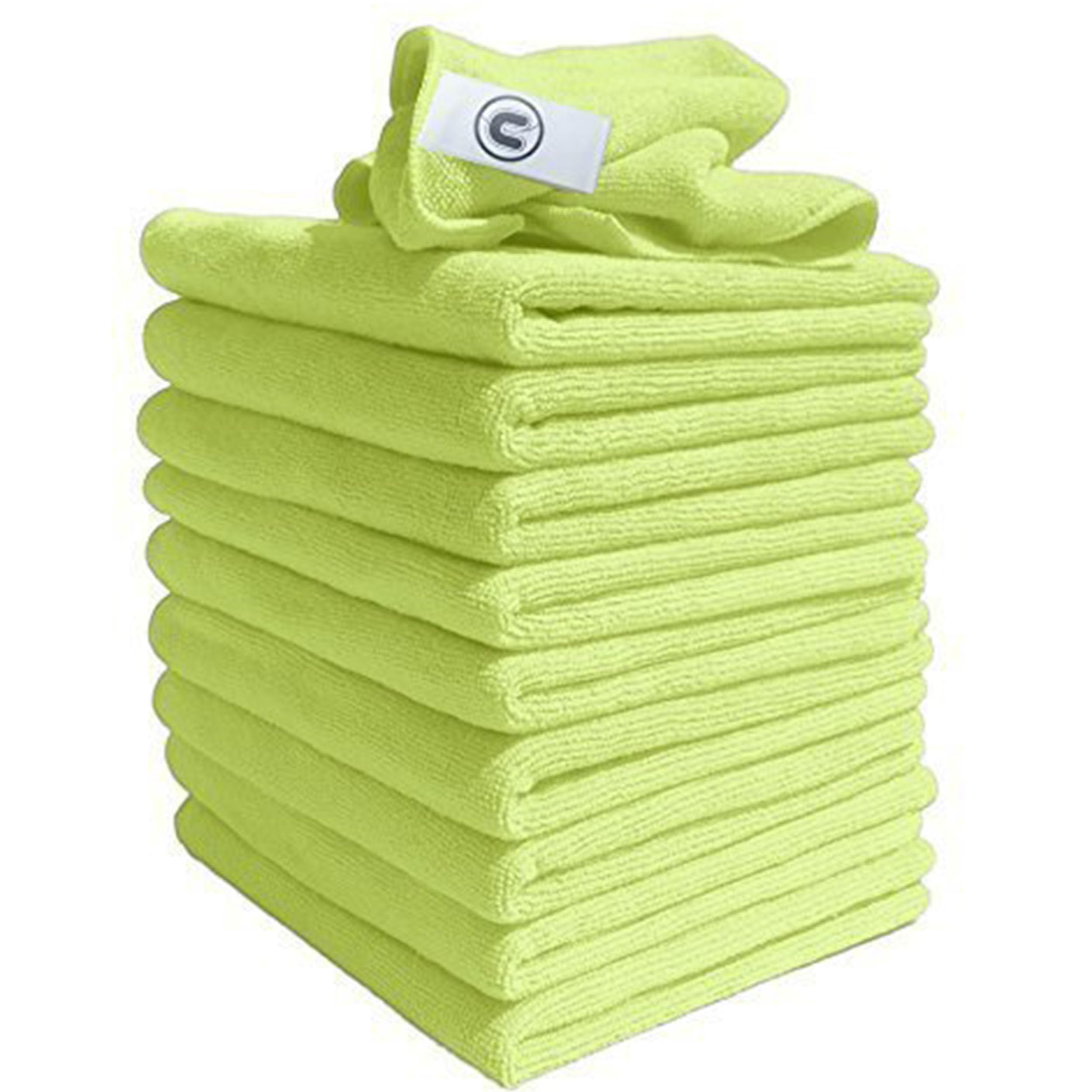 DCS Microfibre Cleaning Cloth, Yellow, Pack of 10, Large Size: 40x40cm. Super Soft Premium Streak Free Washable Cloth Duster for Kitchen, Bathrooms, Surfaces, Mirrors, Car, Motorbike