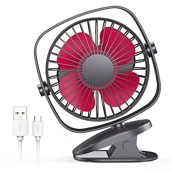 VersionTECH. Clip on Fan,Small Desk Fan Portable Mini Fan for Bedroom Baby Stroller Fan USB Personal Rechargeable Battery Operated Table Cooling Fan for Home Office Indoor Outdoor Travel Camping-Black