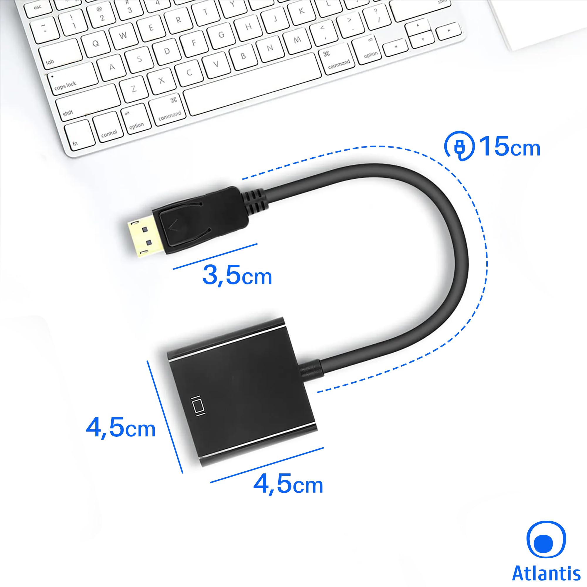 Adattatore DisplayPort A HDMI/DVI/VGA - 4K, 25 Cm, Compatibile Con Laptop, Monitor, Proiettori