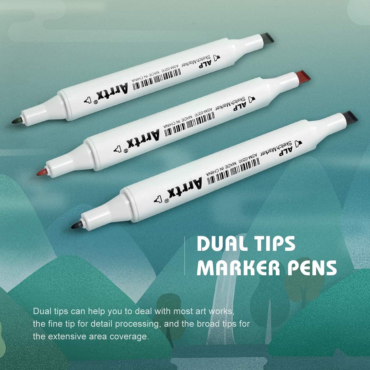 Arrtx Markers, ALP 80 Colors Dual Tips Alcohol Markers Permanent Professional Marker Pen with Gift Box for Artists Adult Coloring Illustration, Design, Anime, Comic : Arts, Crafts & Sewing