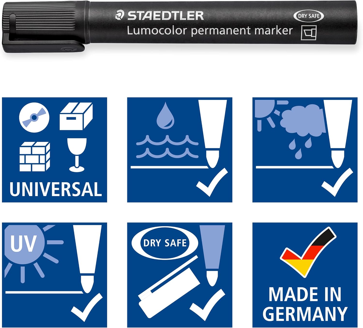 Staedtler Lumocolor Permanent Marker, Broad Chisel Tip, Refillable, Black 350-9