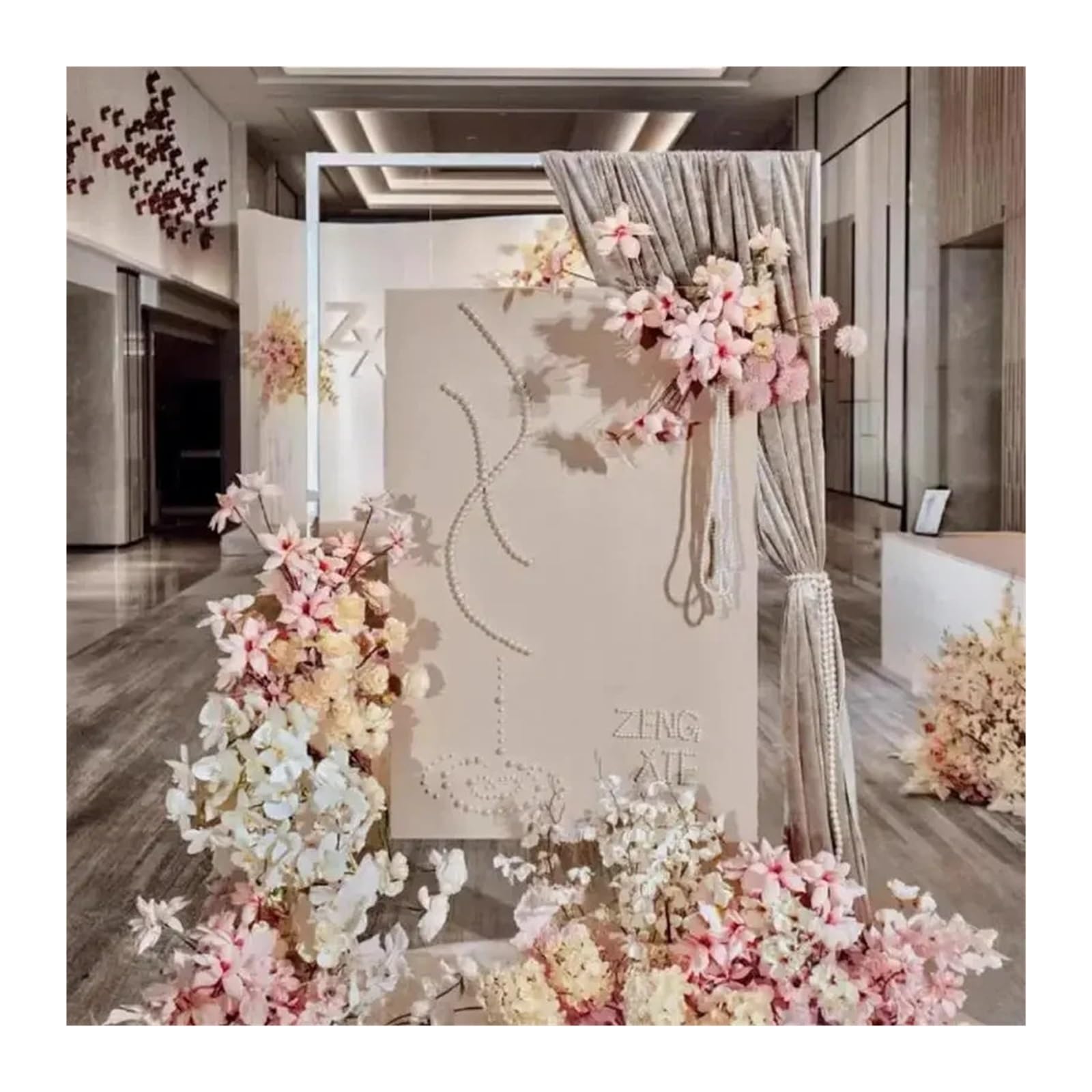 Genérico 4 Uds. Accesorios de Boda Estante de Pantalla de Hierro Marco Rectangular Arco de Flores Soporte de Cartel de Bienvenida guía de Carretera, decoración de Fondo de Escenario(White 4pcs)