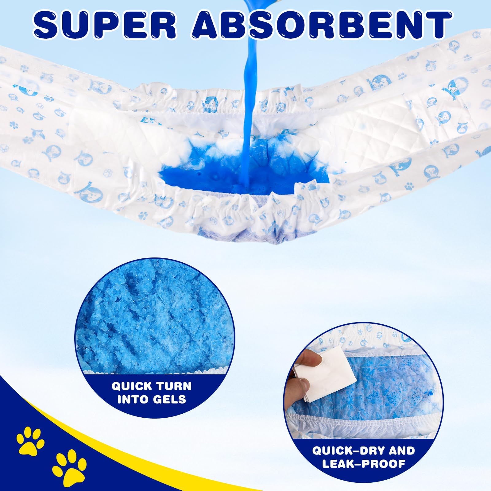 XPCARE 50 pañales desechables para perros machos, envolturas para perros machos, ajuste súper absorbente a prueba de fugas (pequeño)