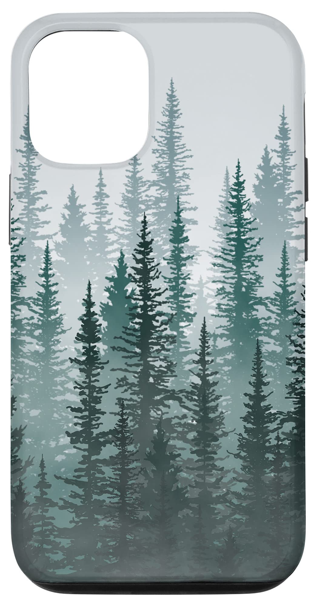 iPhone 12/12 Pro Green Forest Fog Pine Trees Nature Art Case