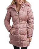Womens Long Puffer Coat - Quilted Puffer Jacket with Faux Fur Hood - Insulated Winter Coats for Women