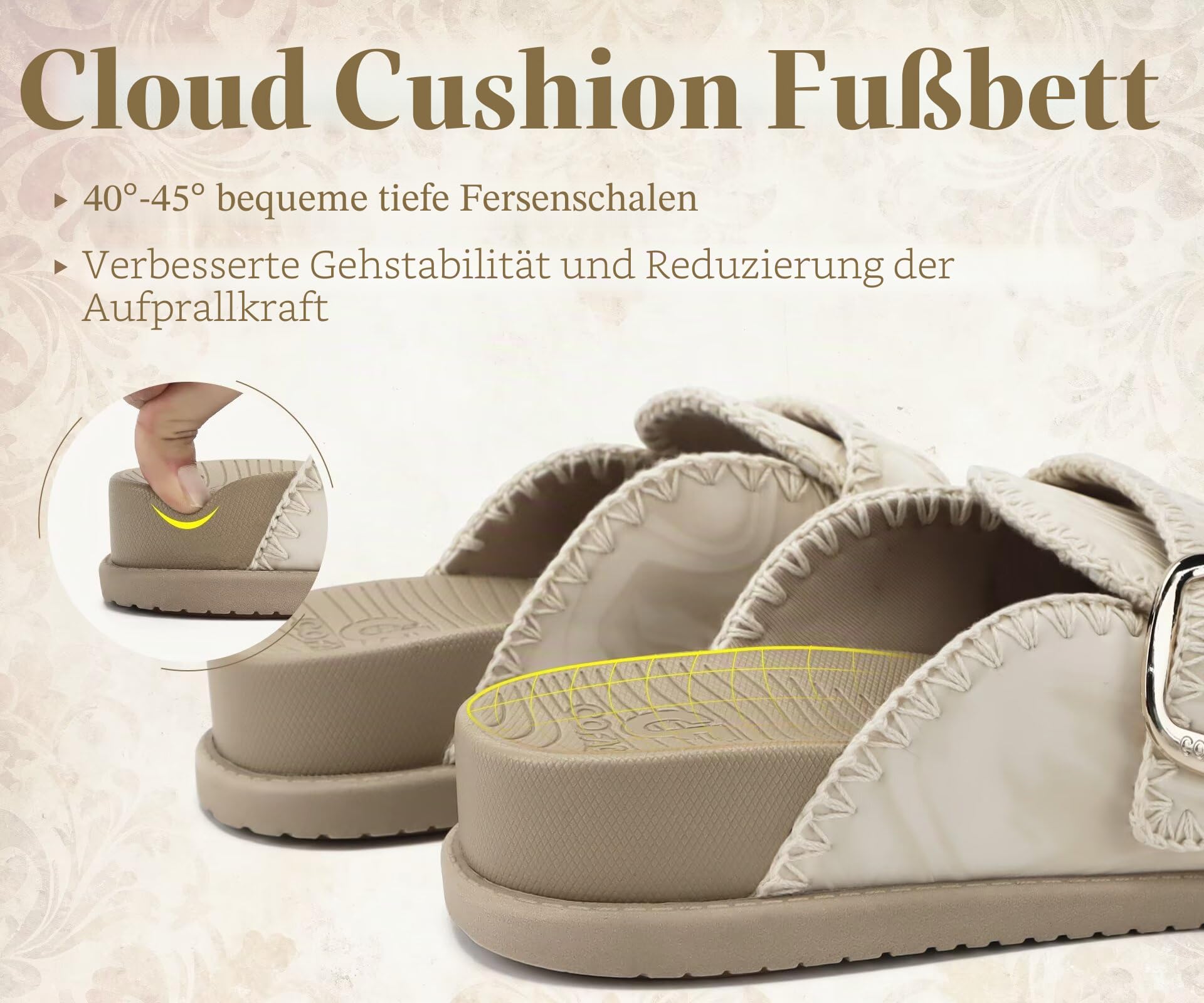 COFACE Clogs Damen Pantoletten Sandalen Mules Sandals Latschen 2026 Sommer Mit Fussbett Fußbett Bequem Vorne Geschlossen Memory Foam Plateau weich Outdoor Beige Size 37
