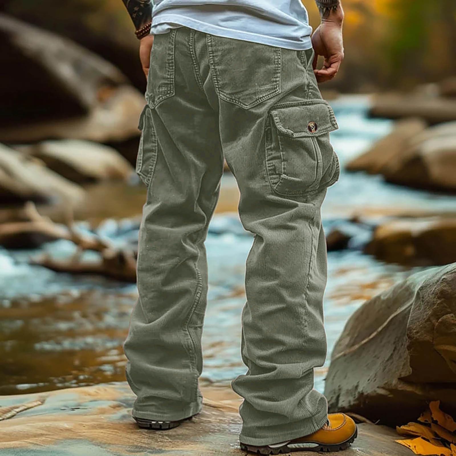 Générique Pantalon De Travail Homme Chantier,Pantalon Bleu Grandes Tailles Cargo Grande Taille Pantalons Coton Toile Joggers Vêtements avec Cordon Serrage - Poches Aéré