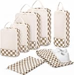 Meowoo 7 Set Compression Packing Cubes Travel Organizer, with Shoe Bag & Drawstring Bag for Carry-on & Backpack, Lightweight Ripstop Mesh, Travel Essentials for Kids, Girls & Travel Lovers