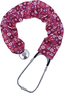 Stethoscope Covers Handmade Variety Patterns Colors 100% Cotton Scrunchie (Pink Floral Breast Cancer Awareness)