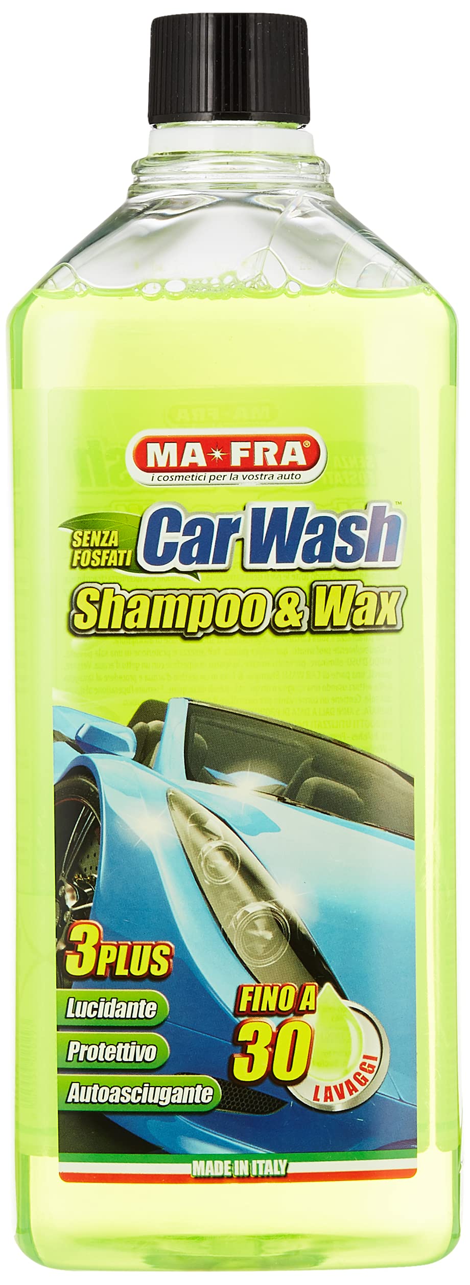 Ma-Fra Super Dryer, Panno In Microfibra Superfine, Ad Alto Grado Di Assorbimento E Resistenza, Nel Maxi Formato Da 60X80Cm & Mah0930 Carwash Shampoo E Cera Per Auto, Giallo Fluo, 1 L