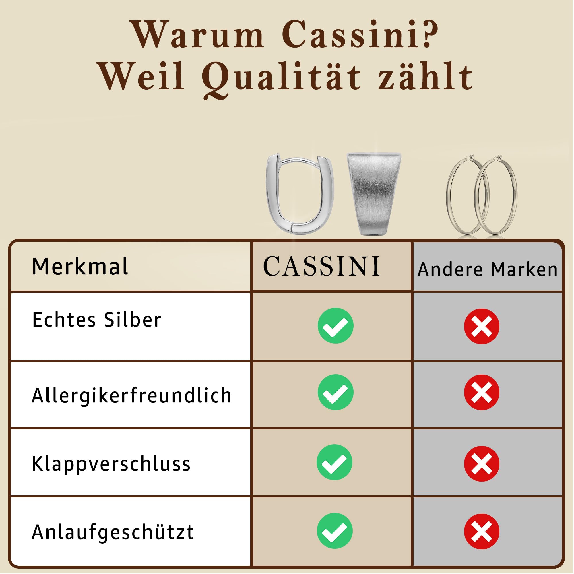 Cassini Ovale Creolen Silber 925 – Mattierte Klappcreolen für Damen, Mittelgroß & Allergiefrei, Elegante Silberohrringe für Alltag, Büro und besondere Geschenkideen, 3CSY