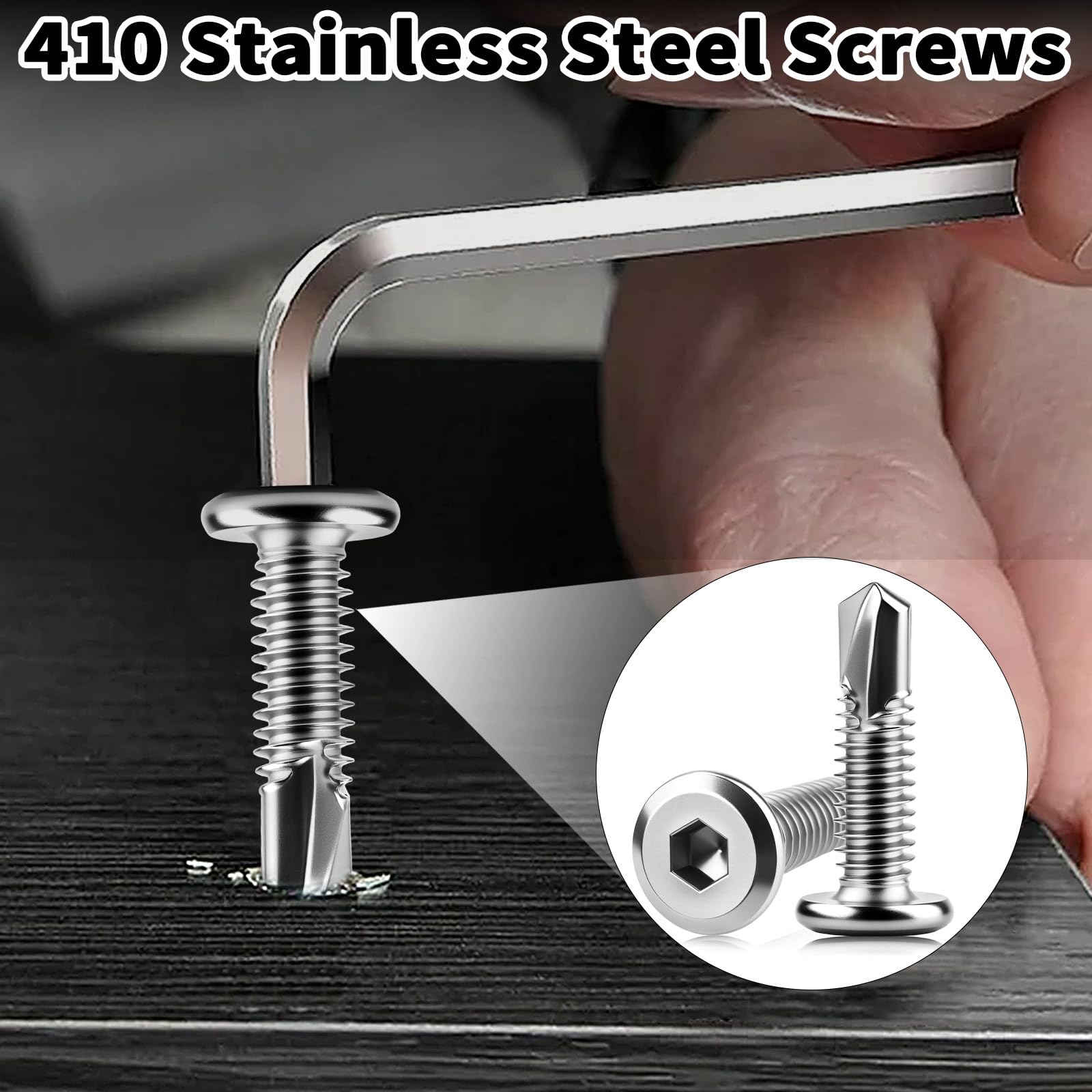 XRXYMQ Selbstschneidende Schrauben 80 Stück - M5.5x19mm Edelstahl Bohrschrauben