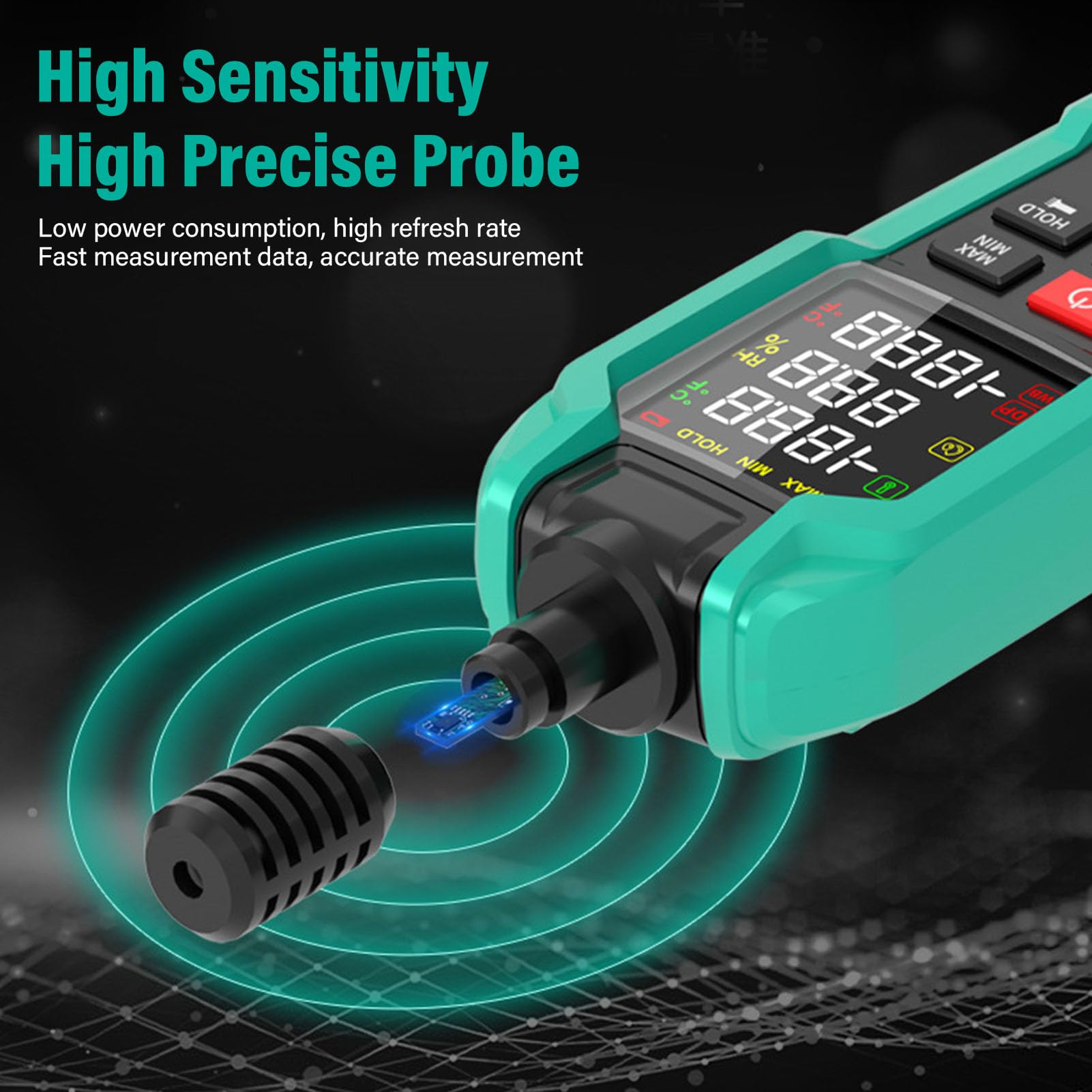 Jiawu Medidor Digital Portátil de Temperatura y Humedad, para Invernaderos de Hortalizas, Sótanos Exteriores, con Sonda de Alta Sensibilidad