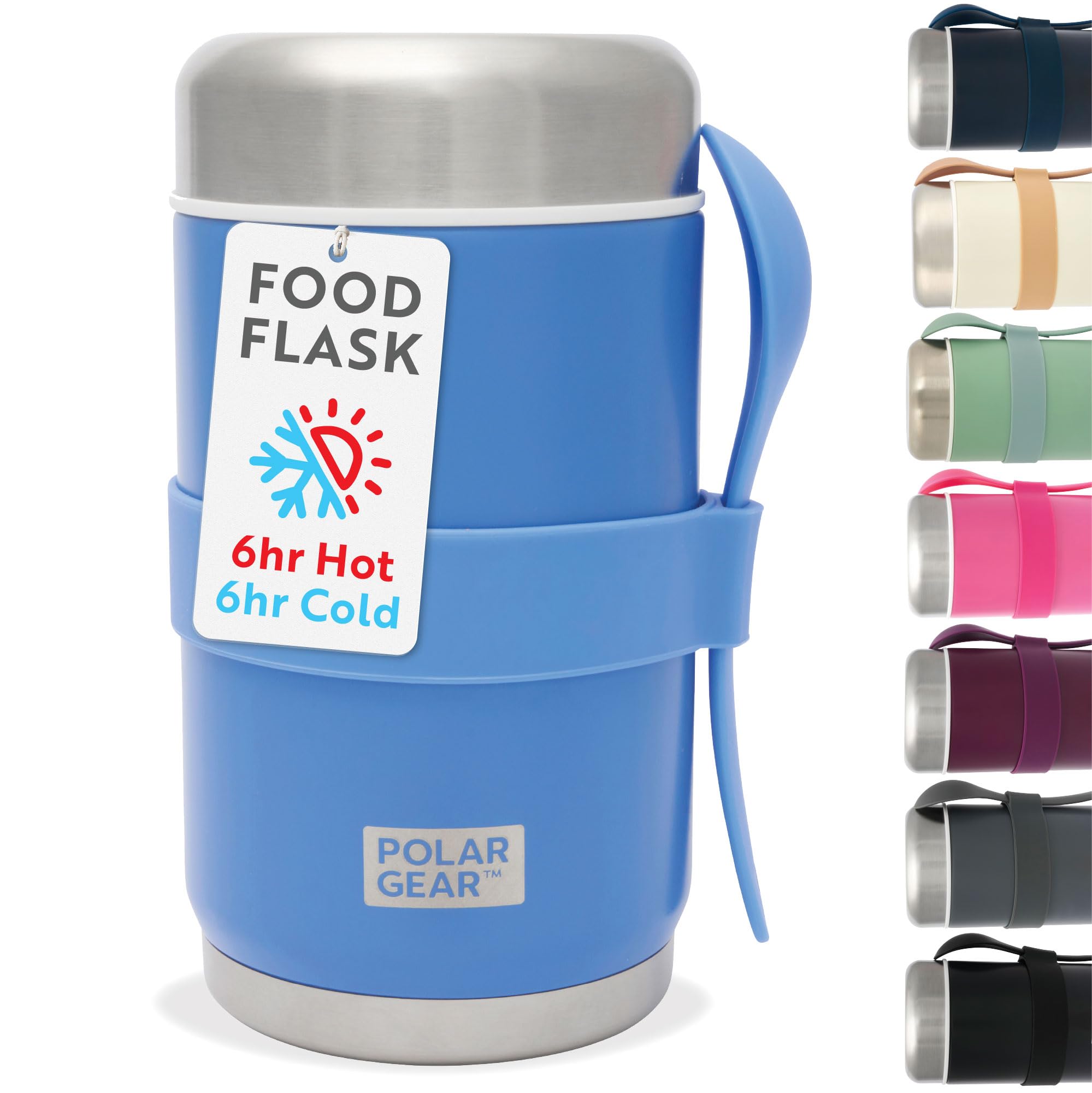 Polar Gear Cornflower 520Ml Insulated Food Flasks For Hot Food – Double-Wall Stainless Steel Hot Food Flask With Spoon – Thermal Lunch Box Keeps Meals Drinks Hot Or Cold For 6 Hours – Leakproof Soup Containers (Cornflower)