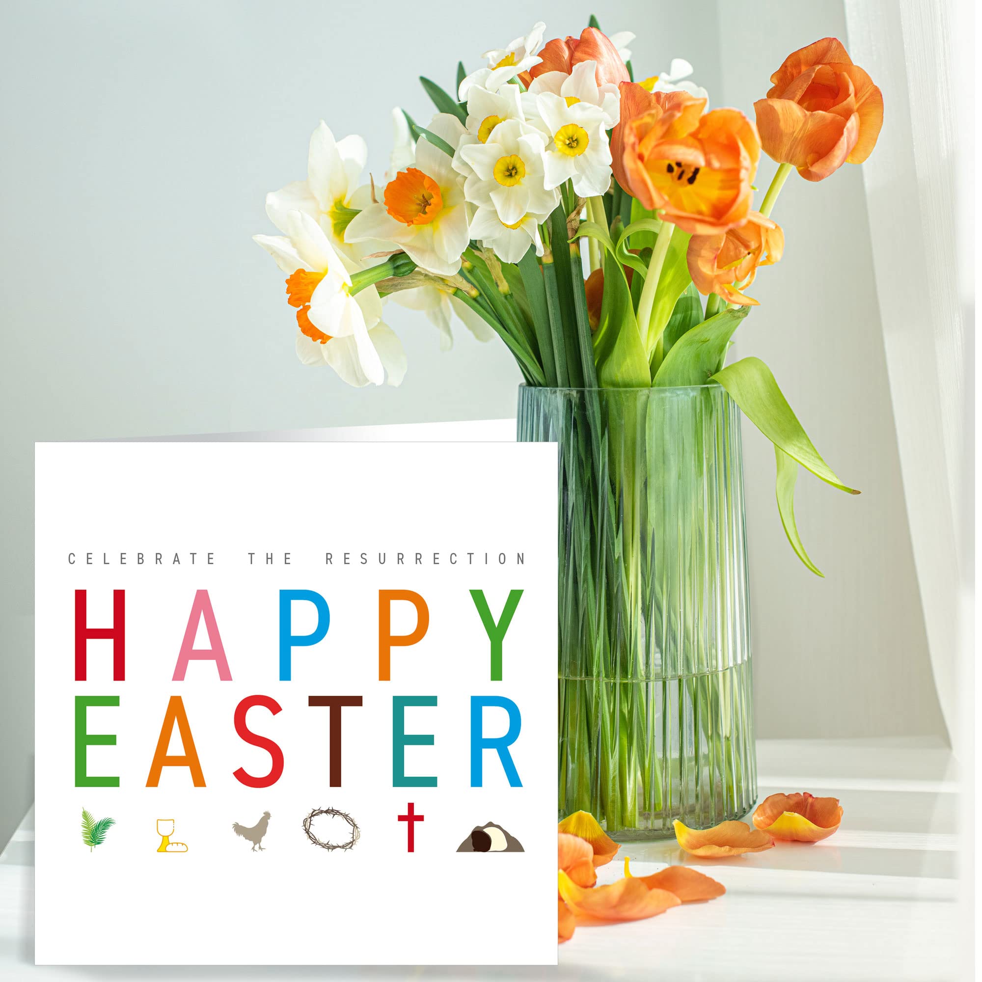 Religious Easter Cards - Celebrate Easter, pack of 5 cards with white envelopes, with Bible verse inside these Christian Easter cards, by Just Cards Direct - Image 2