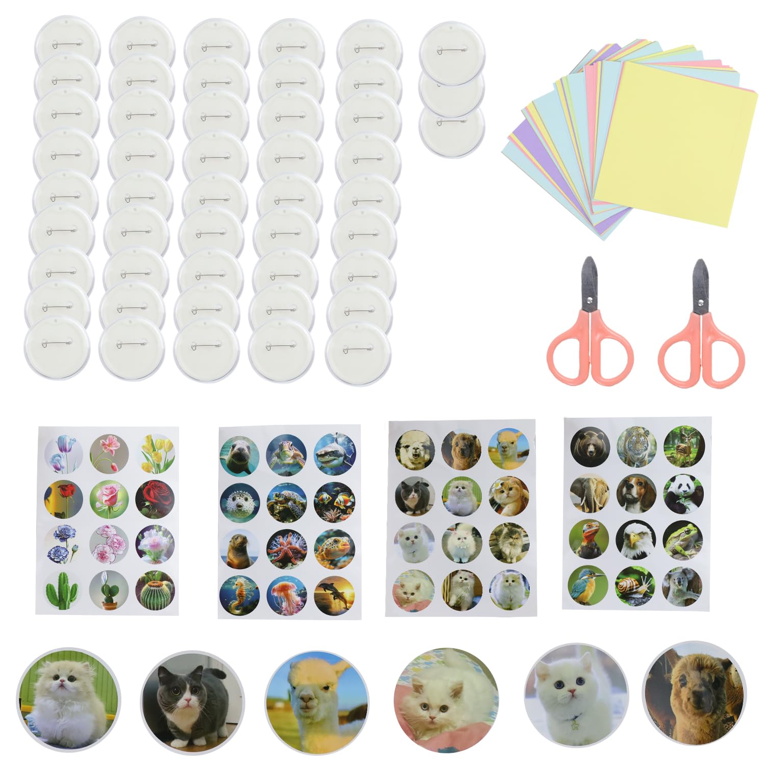 Abnaok Button Maker Machine with 48pcs Button Parts, Badge Maker Machine with Circle Cutter, DIY Pin Make Kit for Kids. (Badge Replenishment Kit)