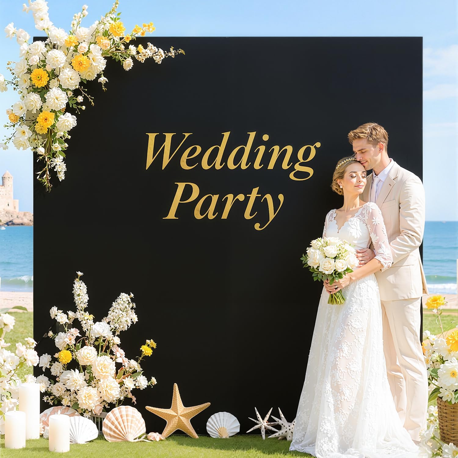Condition photo showing New/Like New for black square arch cover 6.6 ft arch backdrop cover wedding arch cover square backdrop cover spandex arch cover balloon arch stand cover for wedding party birthday prom baby shower decor 6.6x6.6ft black
