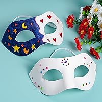 Vista 6 de Yookat Máscaras de papel de 14 piezas, máscaras blancas para manualidades, pintables, Mardi Gras Masquerade
