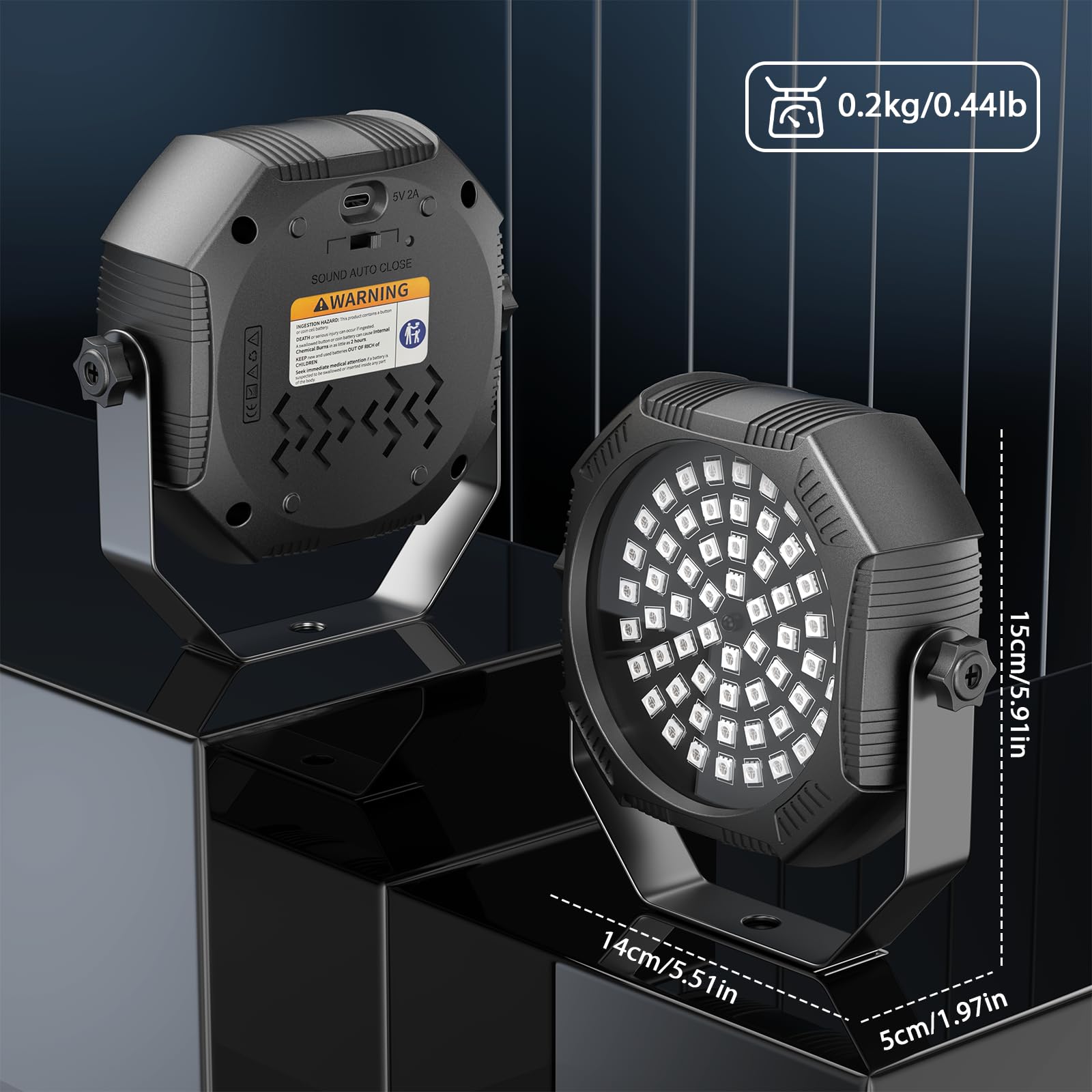 4 pezzi 30W Mini RGBW 60 LED Par faro batteria con telecomando ricaricabile luce de palcoscenico stroboscopica con Modalità Suono/Auto illuminazione luci da discoteca per festa DJ compleanno camera