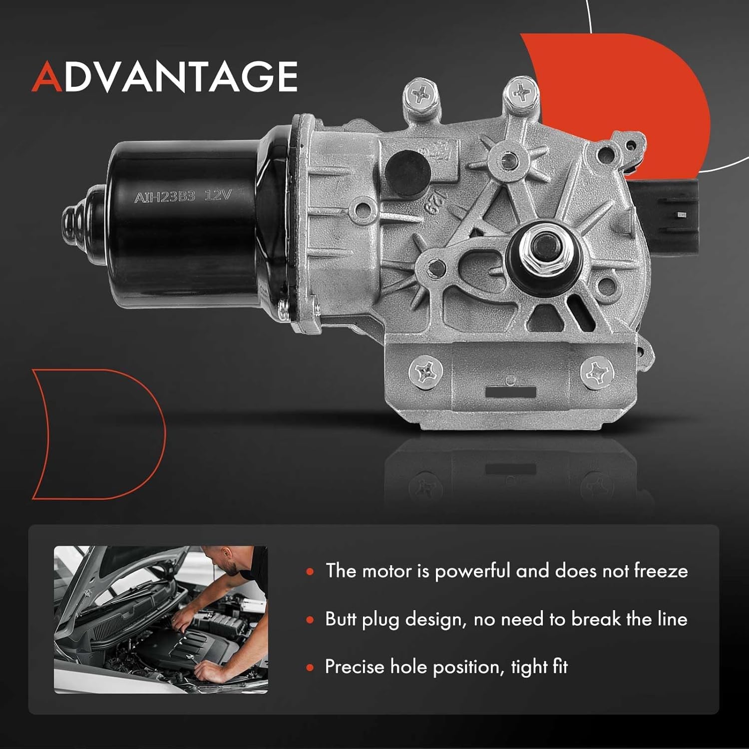 A-Premium Front Windshield Wiper Motor Compatible with Nissan Sentra 2013 2014 2015 2016 2017 2018, Sedan, 4-Pin, Replace# 28810-3SG0A, 288103SG0A