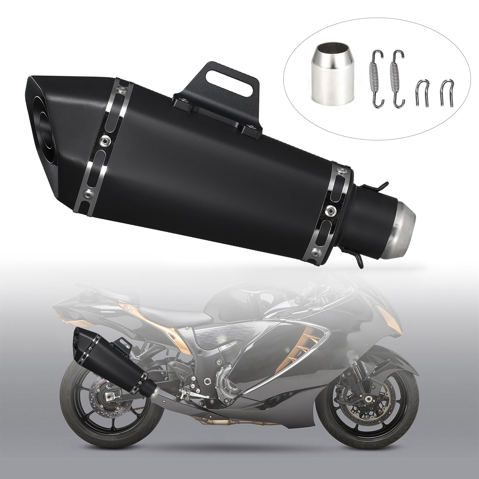 Jemora Silenziatore di Scarico per Moto da 1,5-2 '' Tubi di Scarico universali Silenziatore Tubo di Coda Stile Moda Sostituzione Resistente alle Alte Temperature per Moto ATV ZX6R 10R Z900 Z800 R3