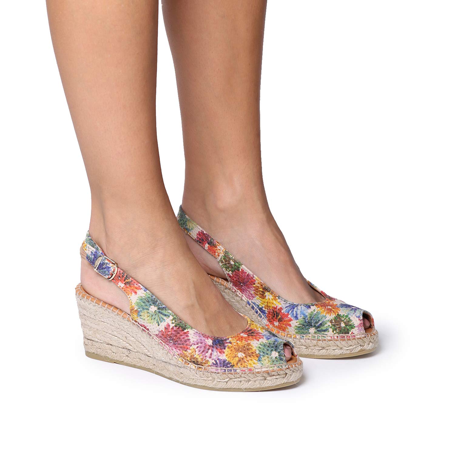 Toni Pons Carol-DM Keil-Espadrille im Peeptoe-Stil für Damen aus Leder.