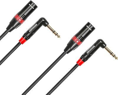 Rannsgeer 2 Pack 1/4 Inch TRS Right Angle to XLR Male 3 Feet Cable (3 Ft 2 Pack)