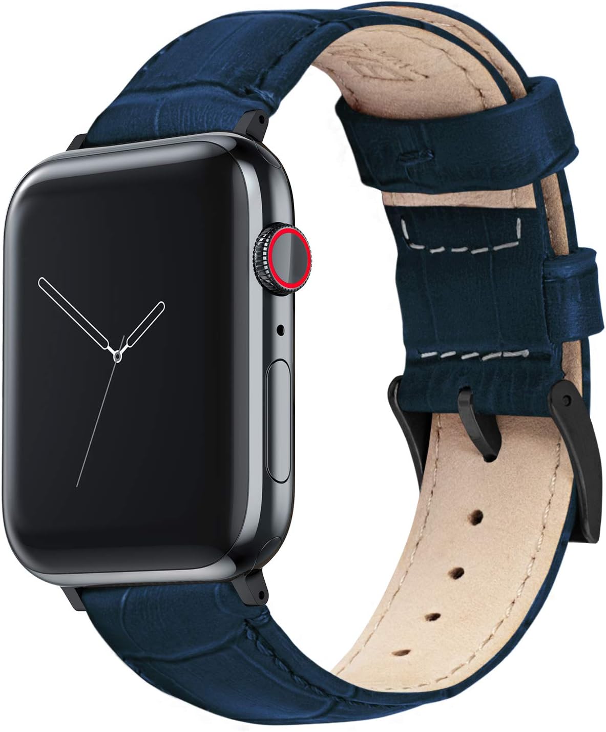 BARTON WATCH BANDS - Alligator Grain Leather Watch Bands Compatible with Apple Watch Models - 1, 2, 3, 4, 5, 6, 7, 8, 9, 10, SE, Ultra & Ultra 2