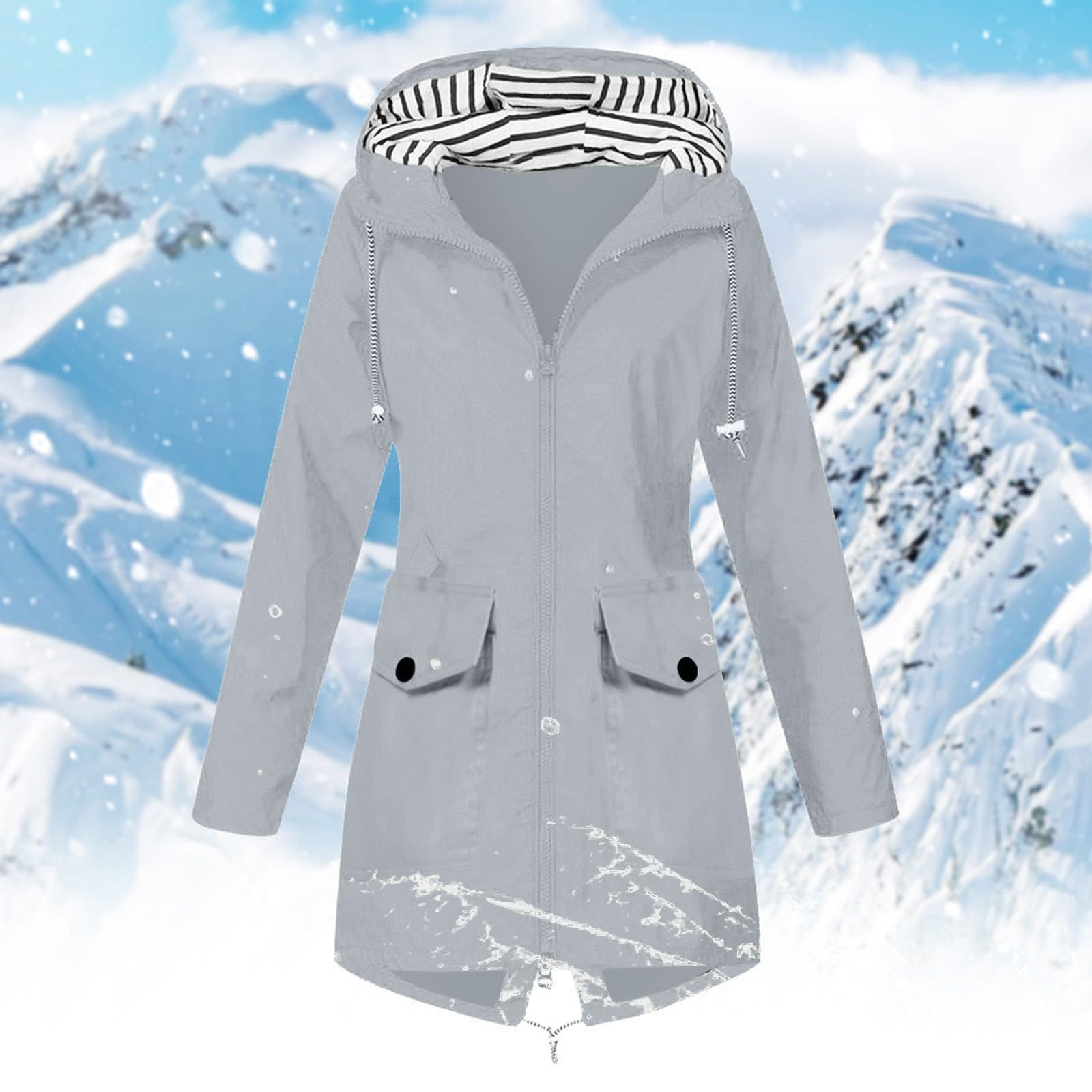 Genérico Chaqueta Cortavientos Mujer-Chaqueta Impermeable Para Mujer Con Capucha Cortavientos Ligera De Manga Larga Impermeable Con CordóN Y Bolsillos