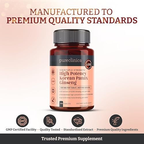 Miniatura 5 de pureclinica Panax Ginseng coreano de alta potencia 10,000 mg x 720 tabletas (4 botellas de 180) - 2 años de suministro