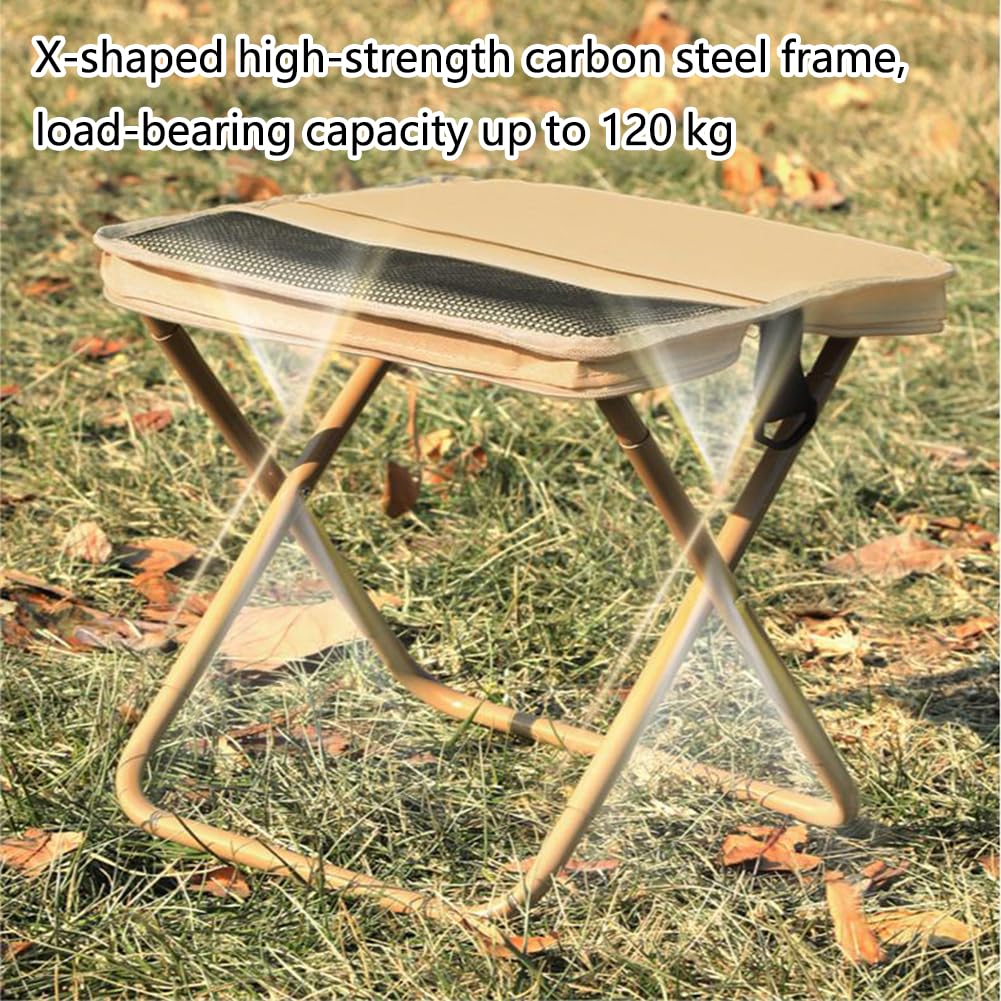 Tabouret Pliant Vintage - Métal Et Toile Rouge/blanc/noir - Camping, Pêche, Chasse