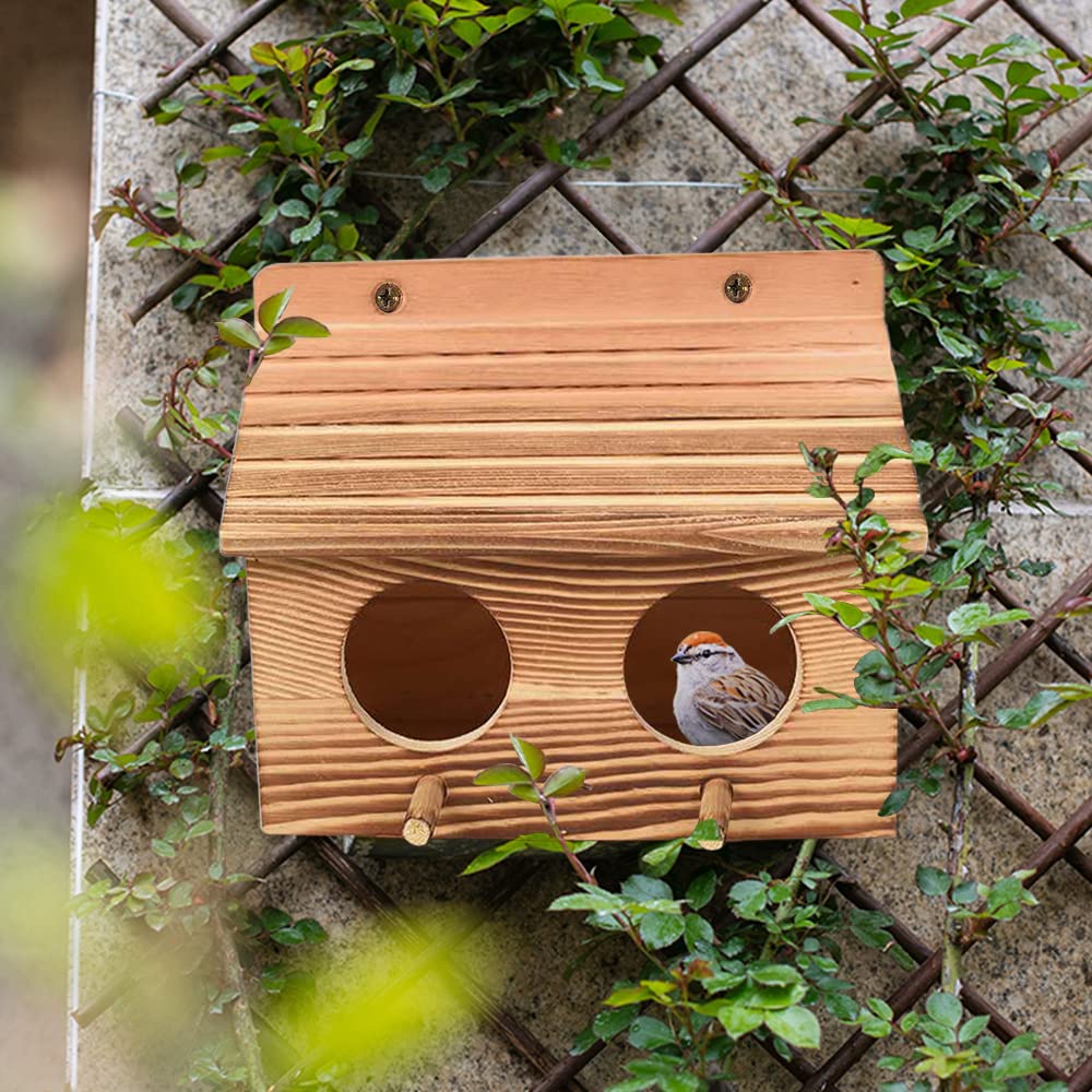 Casetta Per Uccelli In Legno - Nido Da Esterno Con Palo, Foro 6cm, Apribile Per Pulizia - Foto 4