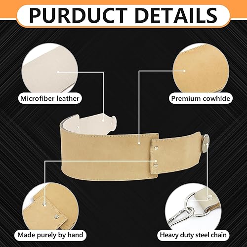 Miniatura 6 de Cinturón de piel de oxido de 34 pulgadas con cadena de acero, cinturón de inmersión de cuero resistente, peso para entrenamiento de fuerza,