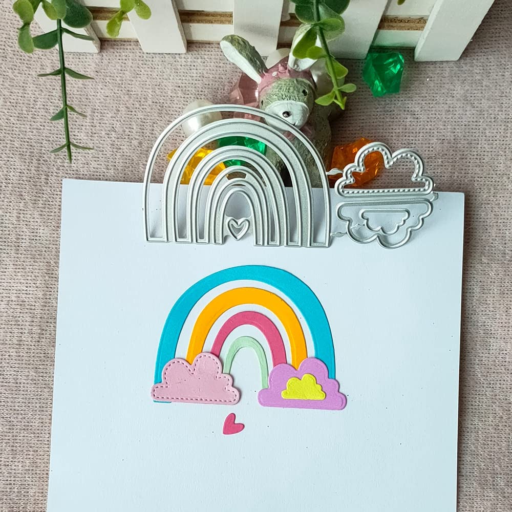 Silver Cutting Dies For Cards Making Rainbow Cloud Die Cuts Metal Embossing Stencils Template Mould For DIY Scrapbooking Photo Album Decorative Die-Cuts