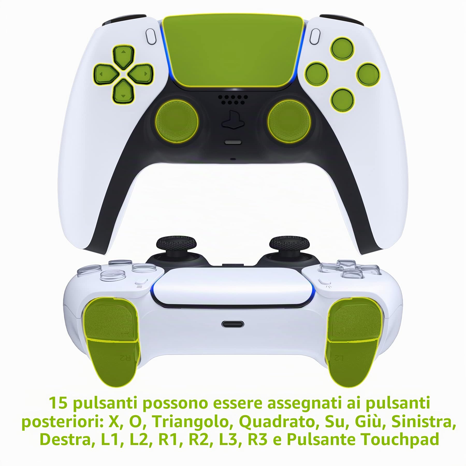 eXtremeRate Rise V3 Remap Kit Programmabile per ps5 Controller BDM-030/040/050,Tasti Aggiuntivi Palette Back Button Cover Grip Gomma Paddles Posteriori per ps5 Joystick-Bianco Grigio