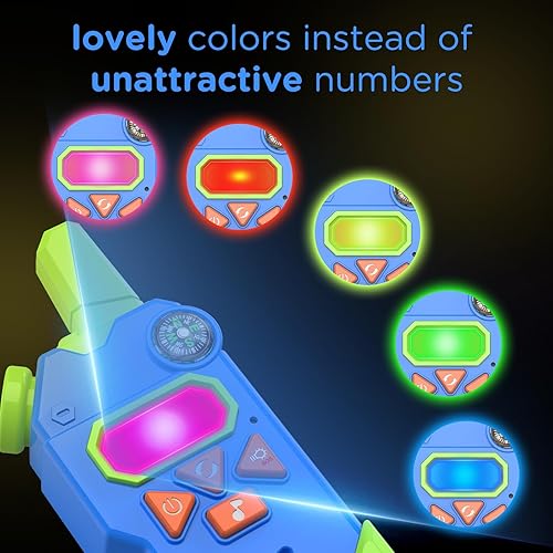 Miniatura 2 de Walkie Talkies para niños, 5 canales coloridos de radio de 2 vías, linterna de brújula y lupa, 3 millas de largo alcance para juego de aventura,