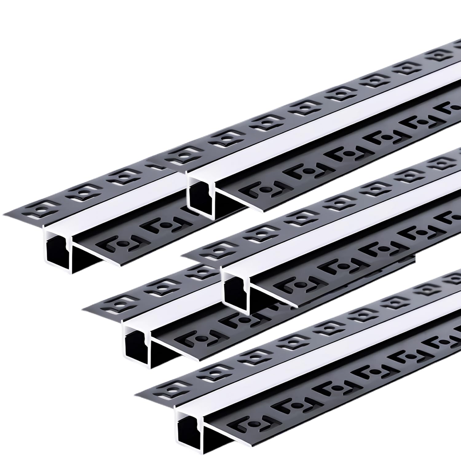 5 Pack 3.2ft/1Meter Plaster-in LED Aluminum Channel, Invisible Embedded Drywall Channel, Recessed Slim Aluminum Profile for Wall Decor Bar Linear