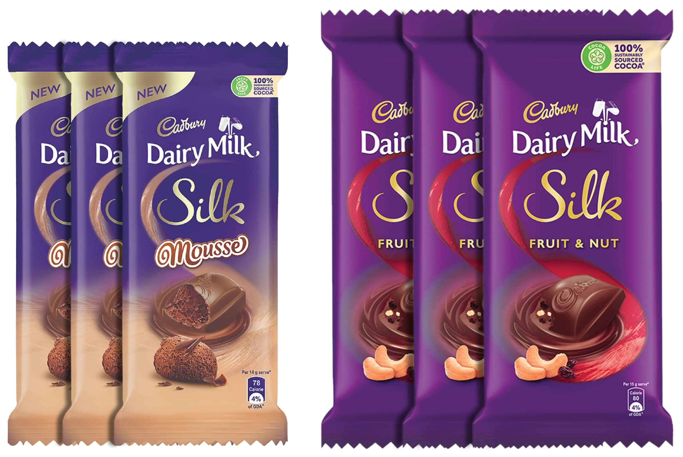 Cadbury Dairy Milk Silk Mousse Chocolate Bar, 3 x 116 g & Dairy Milk Silk Fruit and Nut Chocolate Bar, 137g (Pack of 3)