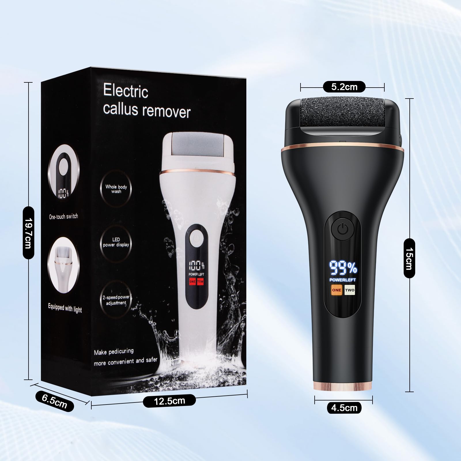 Hornhautentferner Elektrisch - Hornhaut Entfernen Fuß Elektrisch - Hornhauthobel Elektrisch füße mit 2 Gear, IPX7 Wasserdichte Callus Remover für Rissige Fersen, Abgestorbener, Hornhaut entfernen