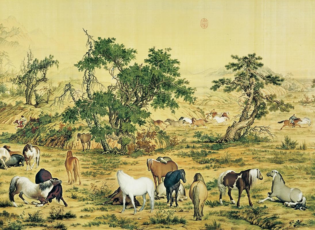 Bristlegrass Puzzles for Adults 1000 Pieces, Jigsaw Puzzles of Chinese Giuseppe Castiglione Masterpieces All The Pretty Horses Game Puzzle,Gifts for Adults, Christmas Puzzle Funny Gifts(1000pcs) — image 1