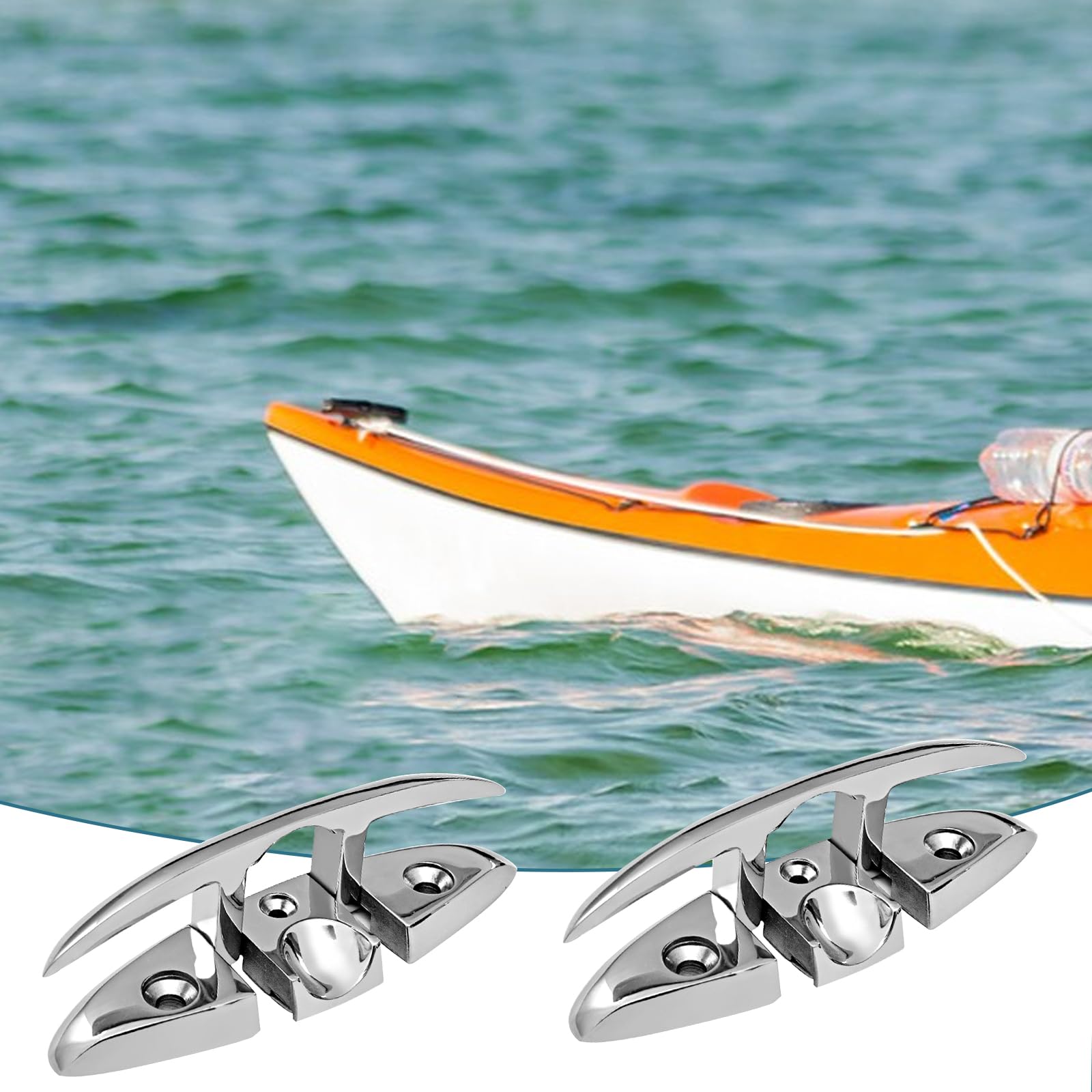 Faltbare Klampe für Boote, 15,2 cm/12,7 cm, Marine, 316 Edelstahl, klappbare Stollen, hochklappbare Dockklampe in Marinequalität, Seilklampe mit Schrauben und Muttern für Boot, Kajak, Dock,