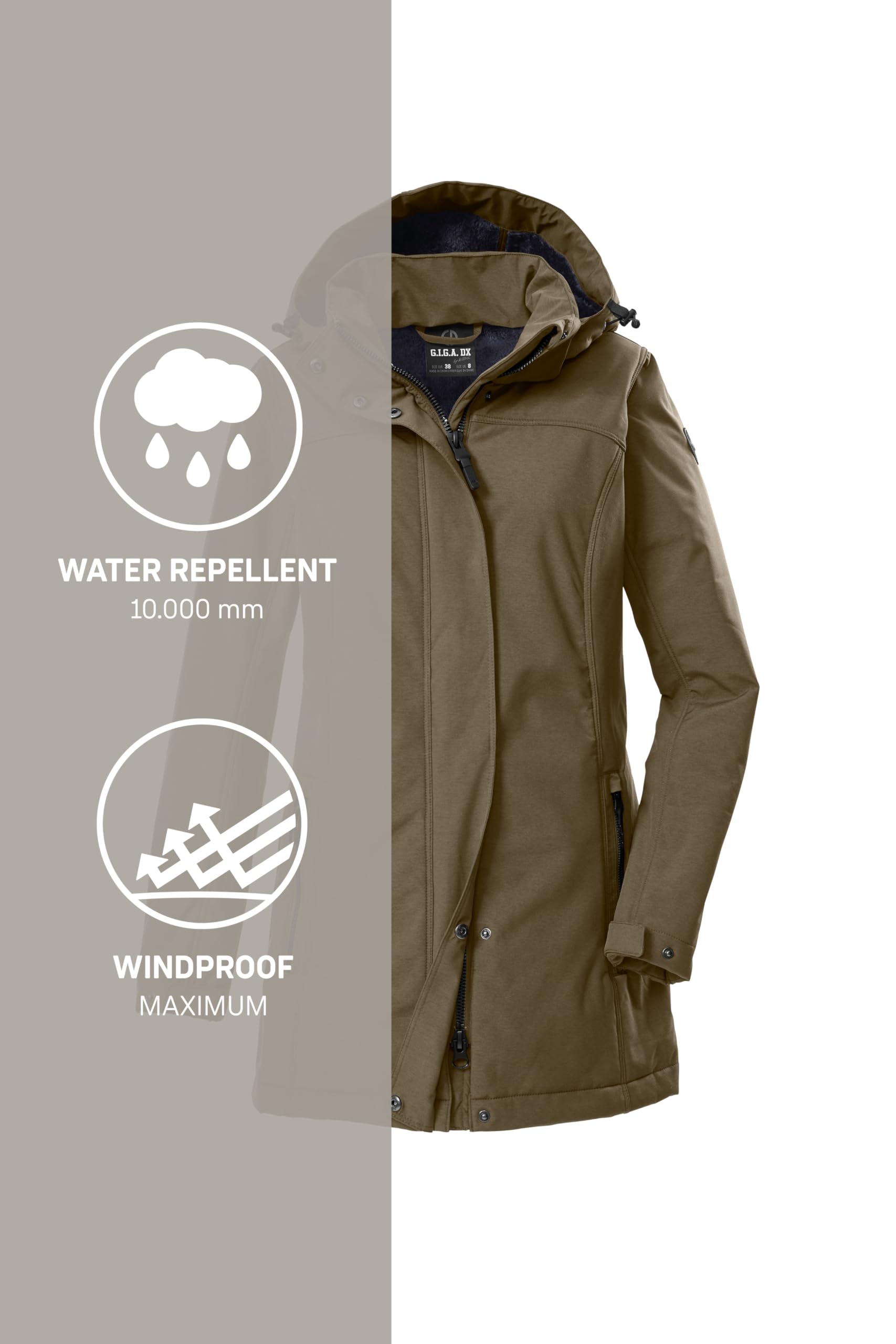 G.I.G.A. DX Damen Gw 36 Wmn Sftshll Prk Softshellparka mit abzippbarer Kapuze (1er Pack)