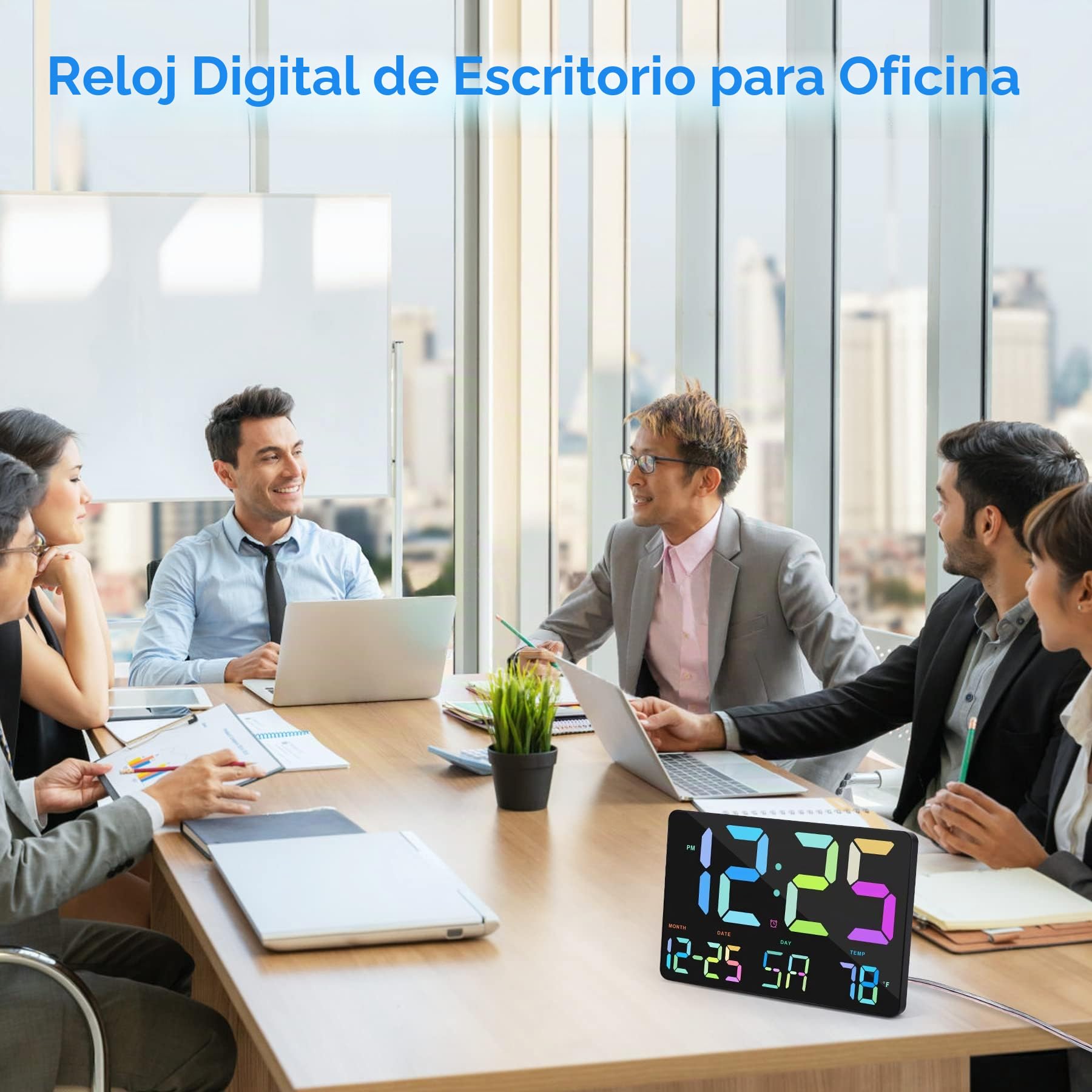 Reloj de pared digital de 11,5 pulgadas, reloj de pared digital grande con control remoto, reloj despertador digital con fecha, día, temperatura,figuras de color,para sala de estar,oficina,escuela