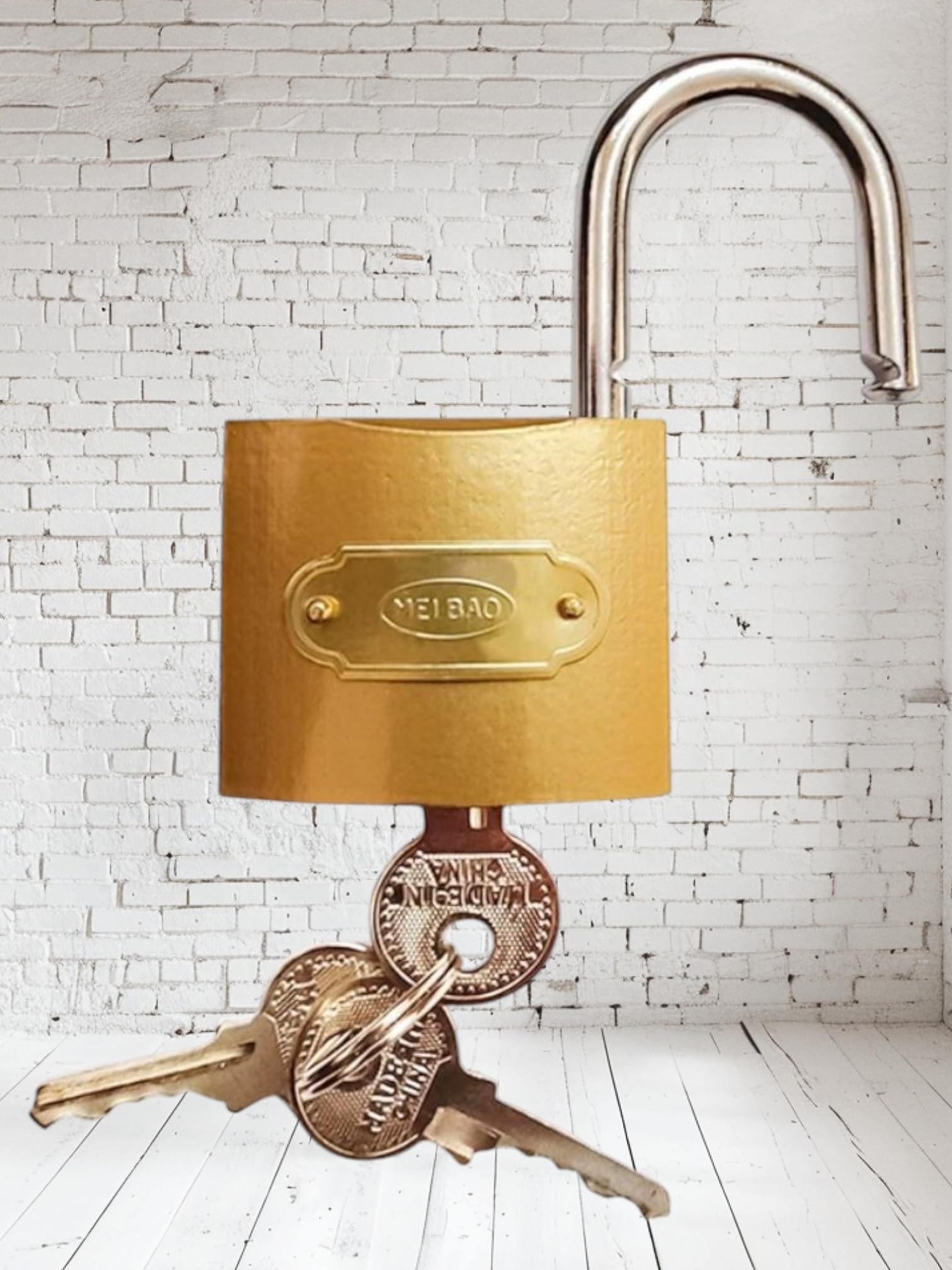 Lock for Main Doors, Home, Luggage, Cabinets, Lockers, Toolboxes | Golden Iron Lock | 3 Brass Keys Size 50mm Solid Stainless Steel Padlock | | Home use Padlock Pack of 1-image-48